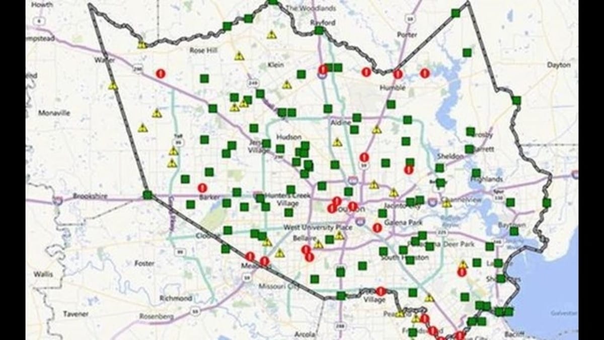 แผนที่ของเต็มไปส่วนในฮุสตัน