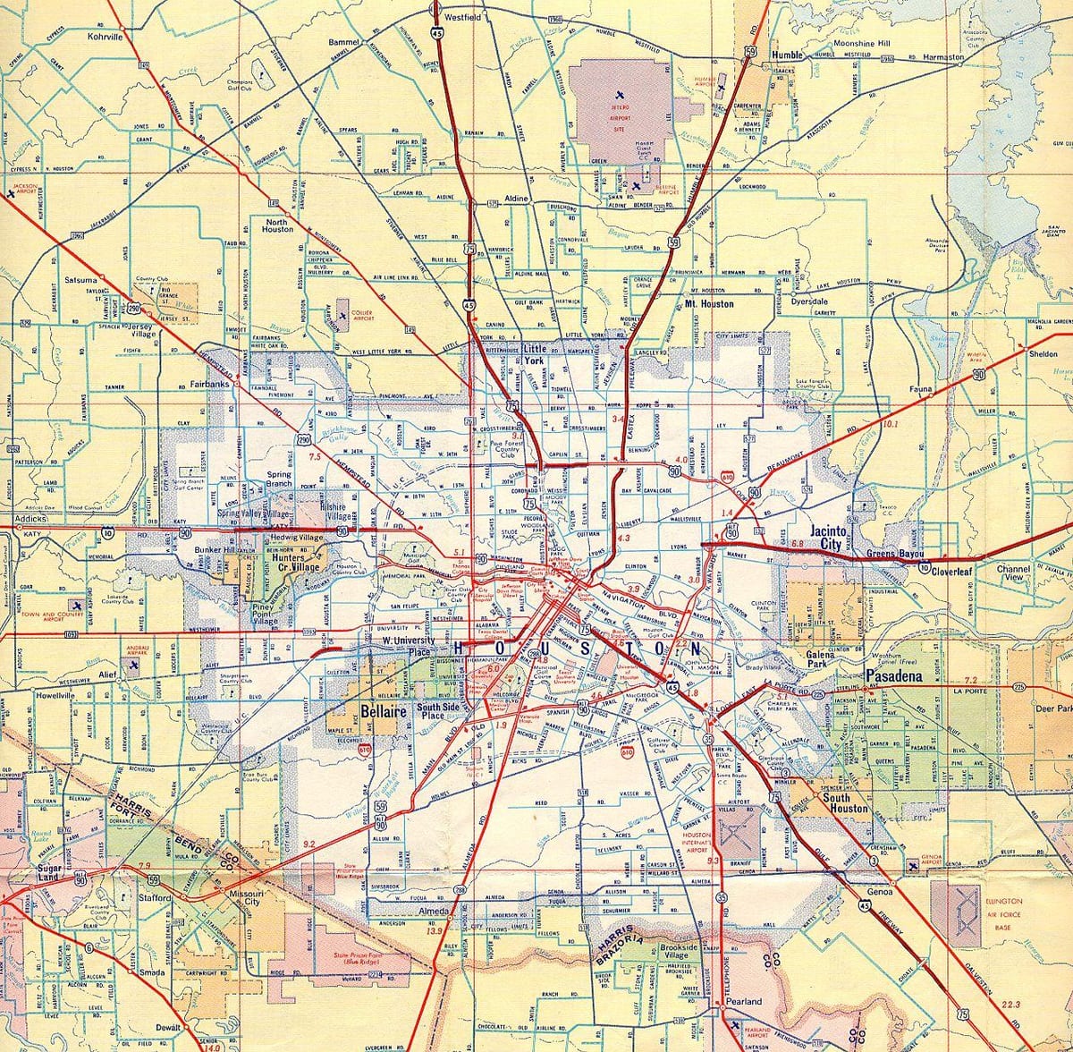 แผนที่ฮูสตัน freeways