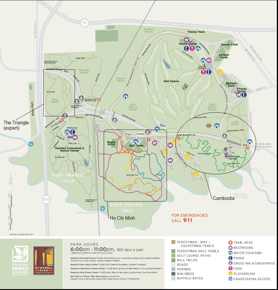 แผนที่ของอนุสรณ์สวนฮุสตัน