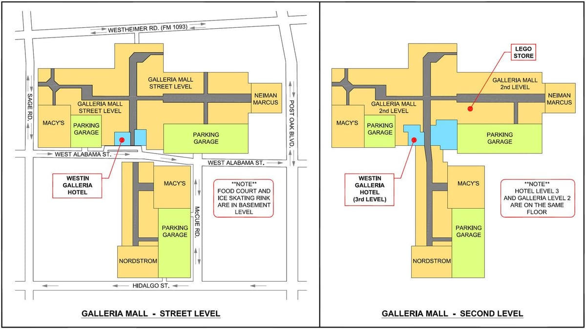 ฮุสตัน Galleria ห้างแผนที่