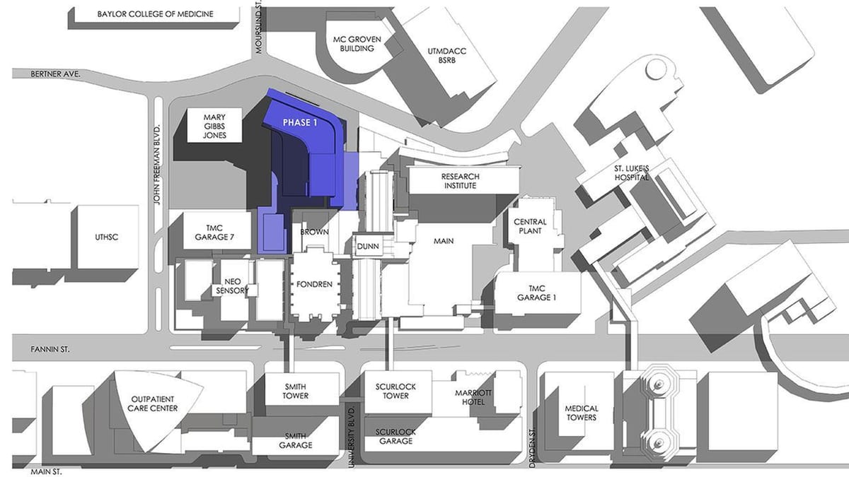 Methodist โรงพยาบาลแผนที่ฮูสตัน