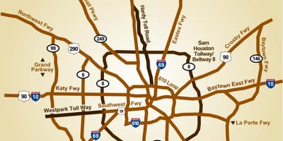 แผนที่ฮูสตัน highways